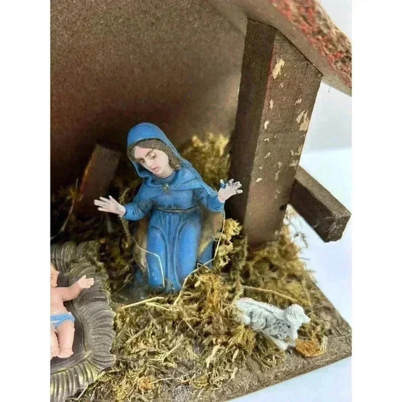 Vintage Italian Nativity Set Wood Creche 6 Figures Christmas Decor - Picture 4 of 4